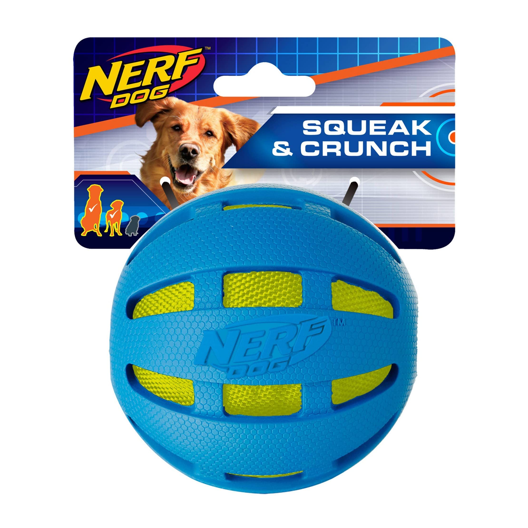 Nerf Dog 3.8in Rubber Ball - Blue with Green Bag for Fetch Play