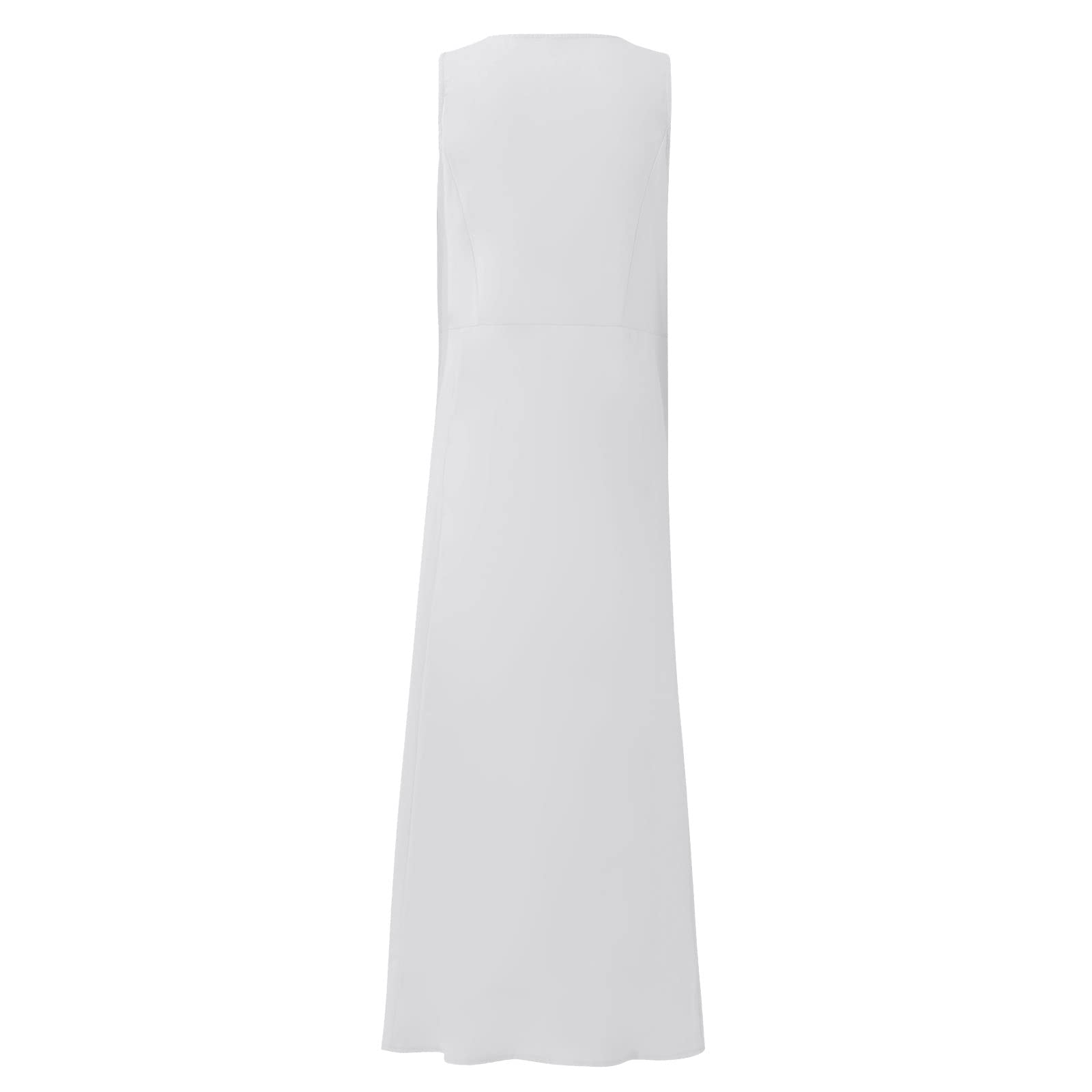 Women's Casual Cocktail Dress - Summer Sleeveless Cotton Linen Pocket Dress with Solid Color | Perfect for Parties, Weddings & Date Nights