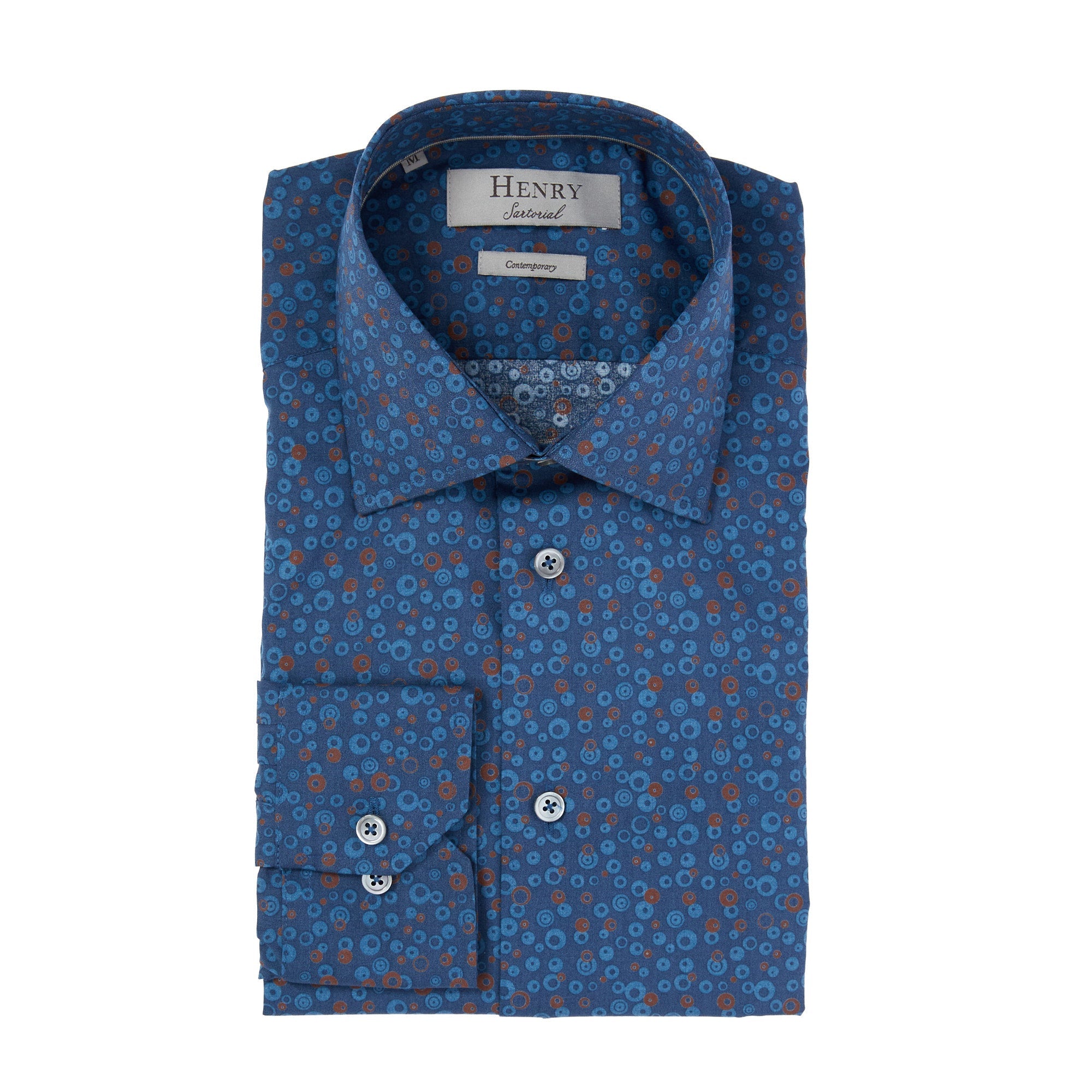 HENRY SARTORIAL Men's Casual Cotton Button Down Shirt - Light Blue - Comfortable & Breathable for Work, Travel & Everyday Wear