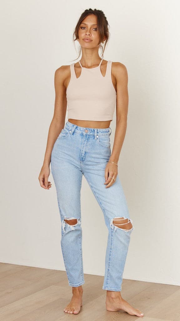 Abrand 94 High Slim Jeans for Women - Gina Rip Distressed Denim Pants | Trendy Skinny Fit Stretch Jeans for Casual Wear & Night Out