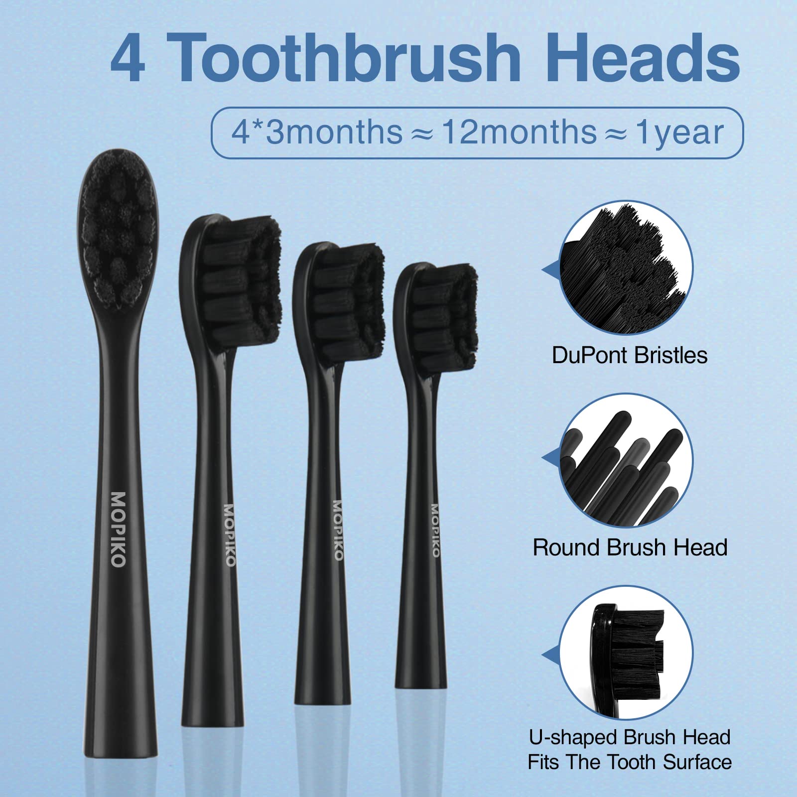 Rechargeable Sonic Electric Toothbrush for Adults - 6 Modes, Fast Charge, Smart Timer with 4 Brush Heads & Travel Case - Perfect for Travel, Home & Daily Oral Care (Black)