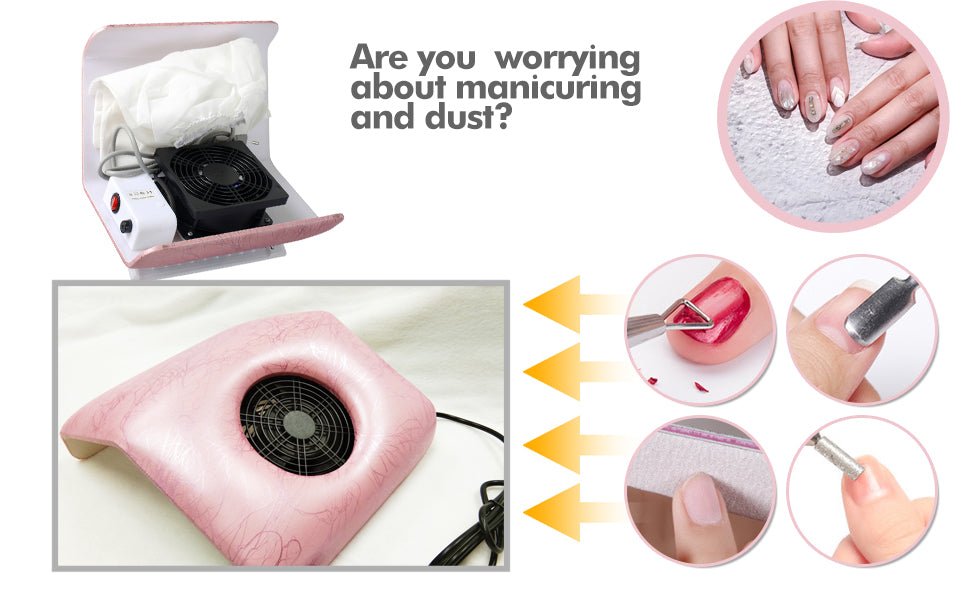 30W Nail Art Dust Suction Collector Vacuum Cleaner - Extra Wide Size for Professional Salon & Home Manicure Use