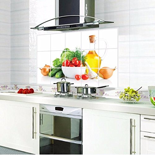 ONHUON Oilproof Removable Kitchen Wall Decals - Multicolor Home Decor Stickers for Modern Kitchens, Bathrooms & Living Rooms - Easy Peel & Stick Art for Versatile Home Styling