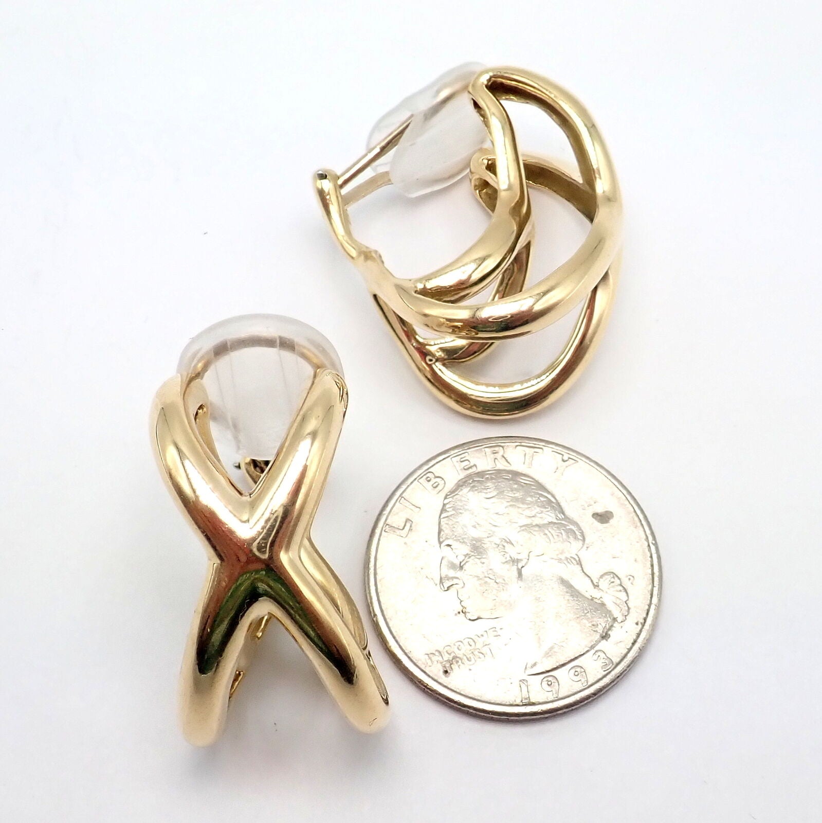 Vintage Tiffany & Co Claflin 18k Yellow Gold Large Double X Crisscross Earrings - Luxury Statement Jewelry for Women, Perfect for Weddings & Special Occasions