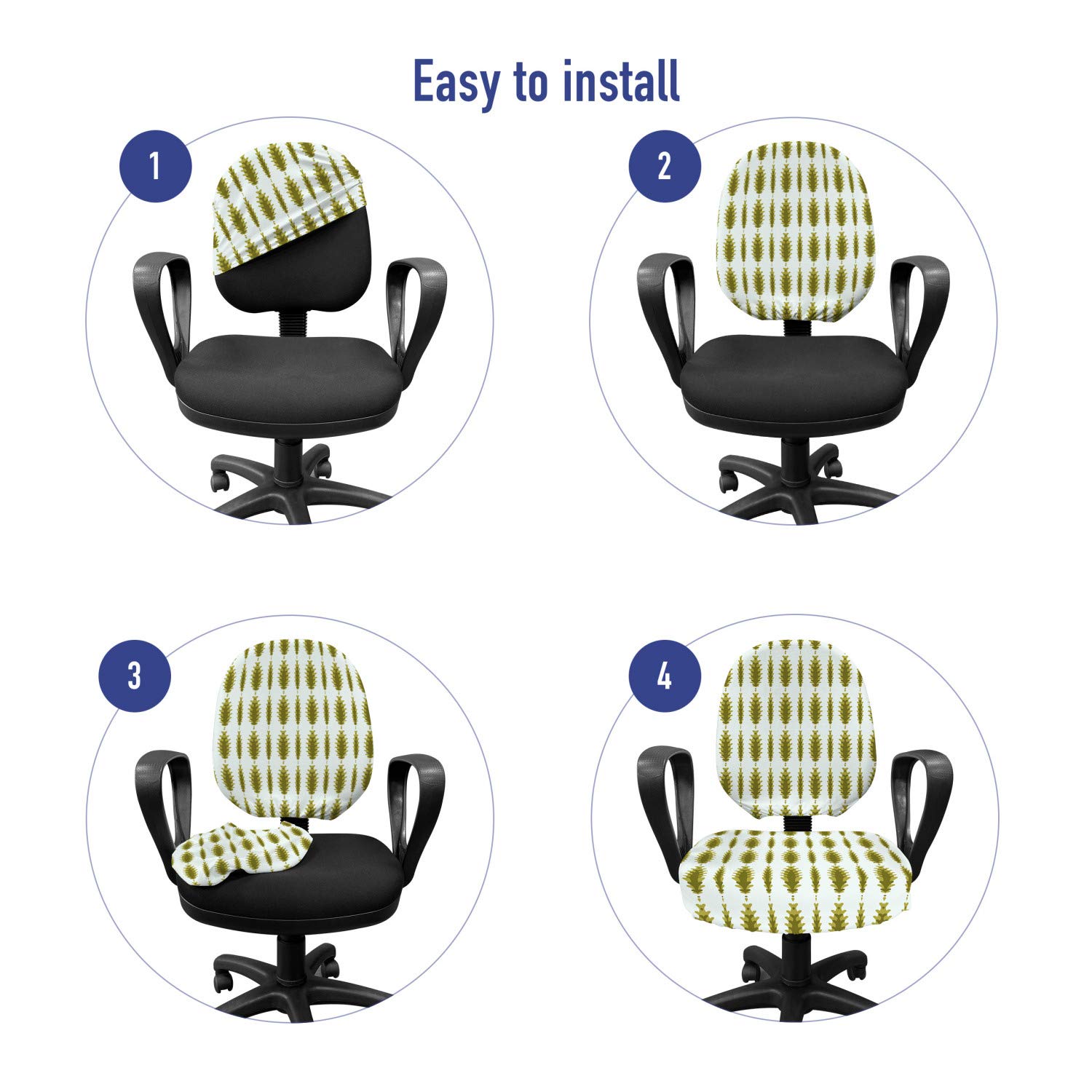 Ambesonne Abstract Office Chair Slipcover - Pinecone Silhouette Design Stretch Fabric Cover for Standard Chairs (Fawn & Khaki) | Christmas Decor & Year-Round Home Office Protection