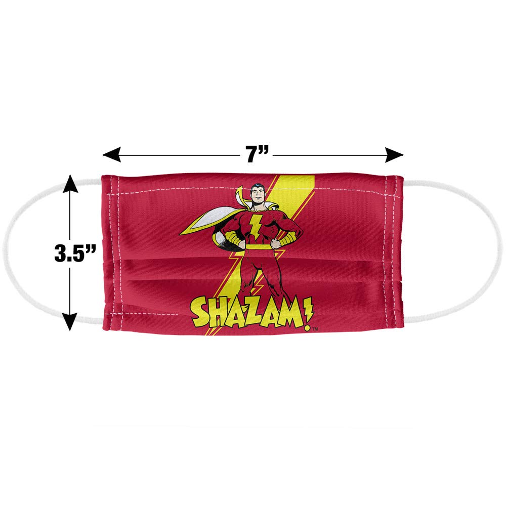 **Popfunk Justice League Shazam! Lightning Bolt 1-Ply Reusable Face Mask - Unisex Washable Cloth Mask for Cosplay, Conventions & Everyday Protection**