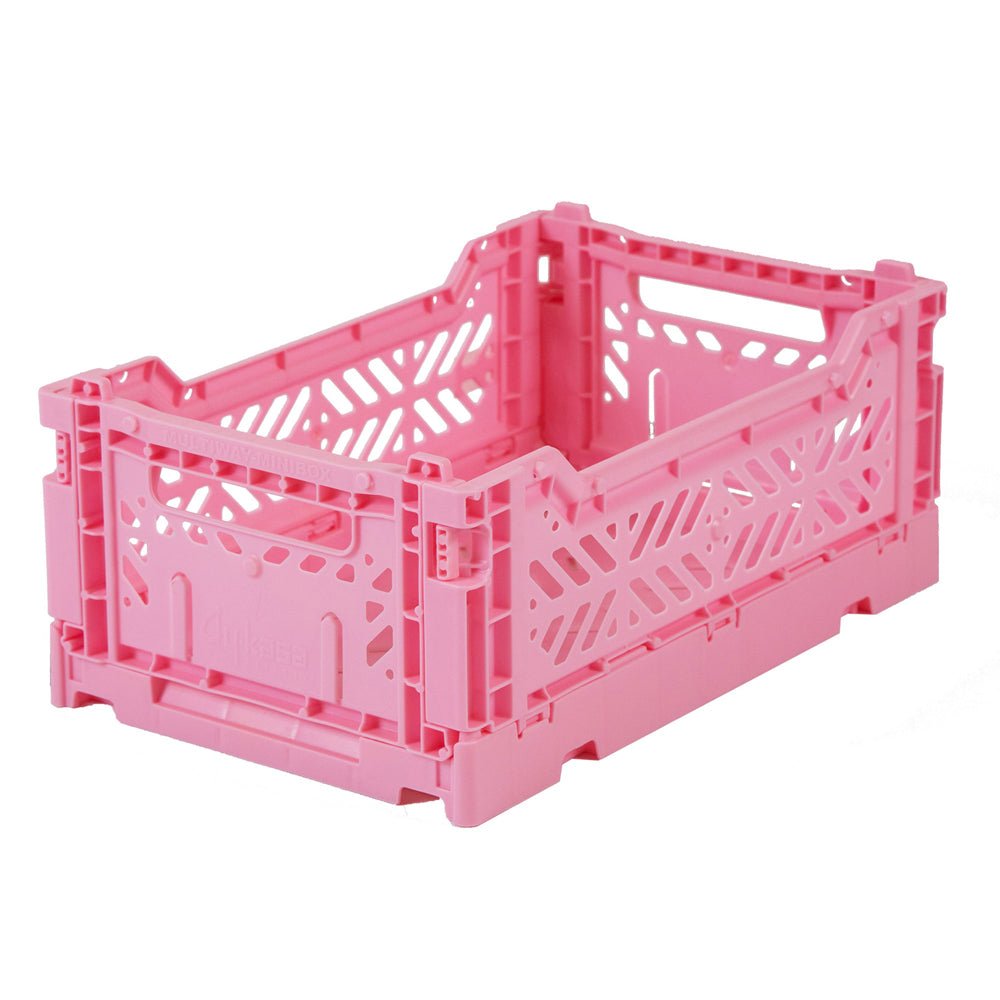 AyKasa Folding Storage Crate - Collapsible Plastic Bin for Home Organization, Baby Pink | Perfect for Nursery, Kids Room, Laundry & Closet Storage