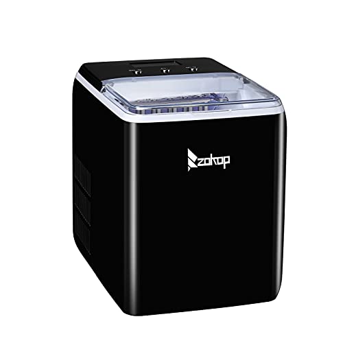 Commercial & Household Countertop Ice Maker - 120V 150W, Makes 44lbs/20kg Ice Per Day, Black with Transparent Cover - Perfect for Home Bars, Offices, and Small Businesses
