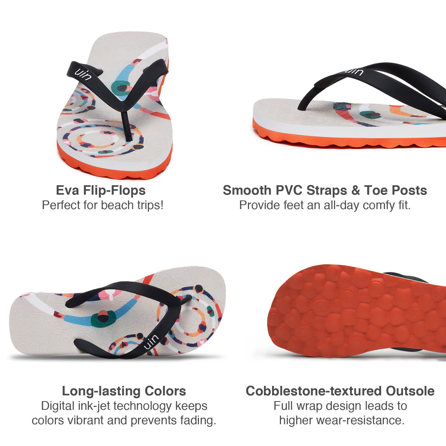 UIN Women's Flip Flops - Comfortable Non-Slip Thong Sandals for Beach, Summer & Travel | Hand-Painted Art Design | Casual Slippers for Walking, Poolside & Vacation