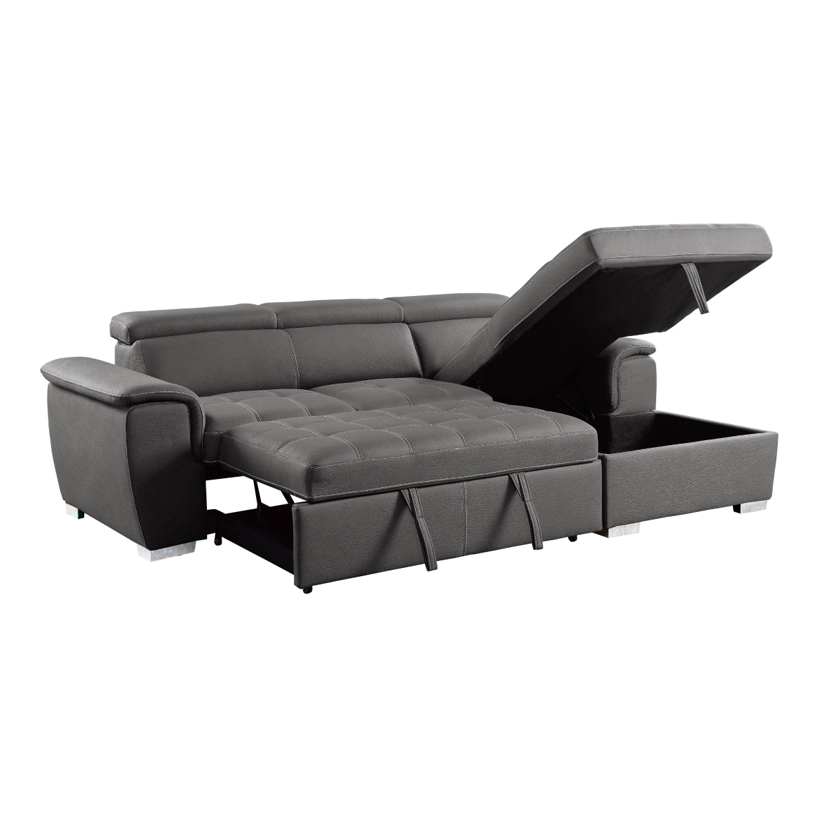 FlexRest Sleeper Sofa with Storage Chaise - Convertible Sofa Bed for Small Spaces, Guest Room & Apartment Living - Comfortable and Space-Saving Furniture