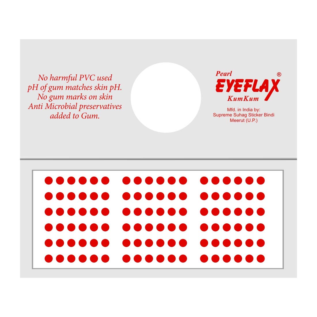 Authentic Pearl Eyeflax Kumkum Bindi - Red Round Box with 15 Flaps (RR-7) | Traditional Indian Forehead Decoration for Weddings, Festivals & Cultural Events