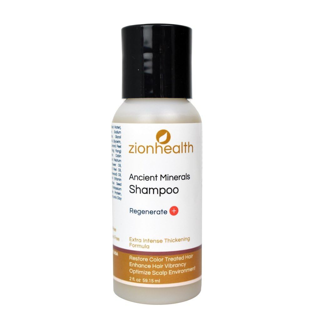 Zion Health Adama Minerals Regenerate Plus Shampoo 2 oz - Natural Hair Growth & Scalp Treatment for Thinning Hair - Perfect for Daily Use & Hair Regrowth Routine