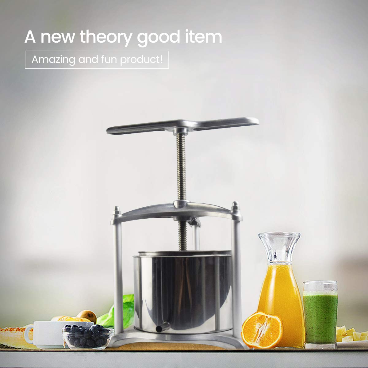 Premium 1.6 Gallon Fruit Wine Press - 100% Natural Juice Extractor for Apples, Carrots, Oranges, Berries & Vegetables | Cheese Making, Tincture & Herbal Press (Silver) | Perfect for Home Brewing, DIY Juicing & Healthy Living