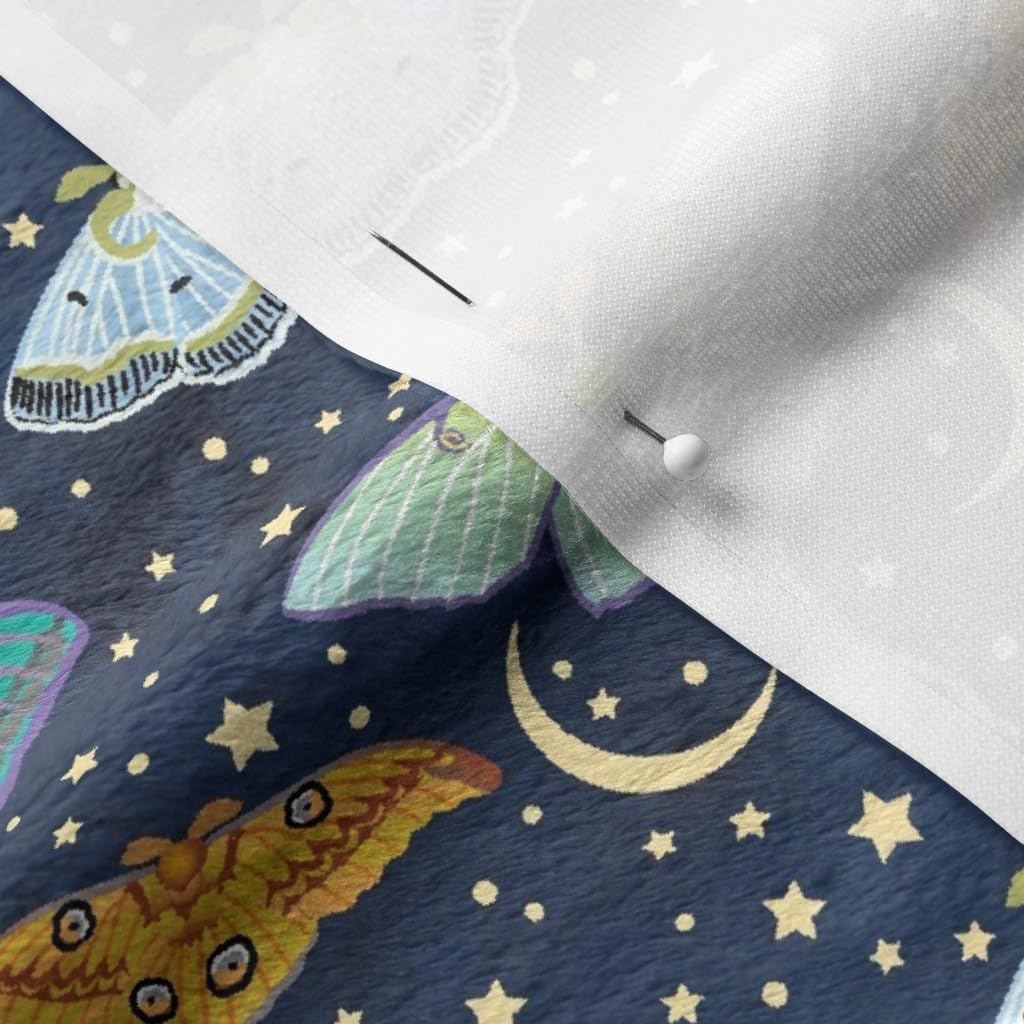 Moon Moths Printed Minky Fabric Fat Quarter - Soft Plush Fabric for Baby Blankets, Quilt Backing & Sewing Projects - DIY Nursery Decor & Cozy Home Textiles