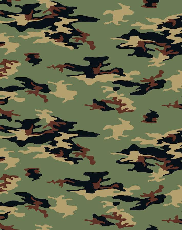 Camo Wallpaper by Nathan Turner - Green Camouflage Pattern Peel and Stick Wallpaper for Home Decor, Bedroom, Living Room, Office