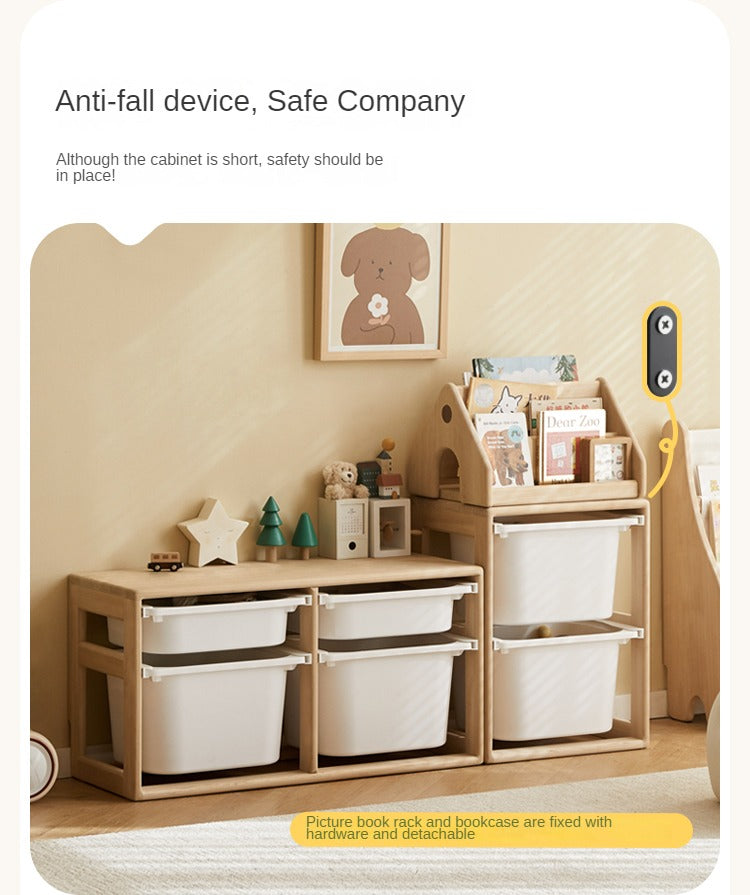 **Solid Wood Montessori Toy Storage Shelf for Kids - Organize Playroom, Nursery & Bedroom Toys - Eco-Friendly Poplar Wood Children's Bookshelf**