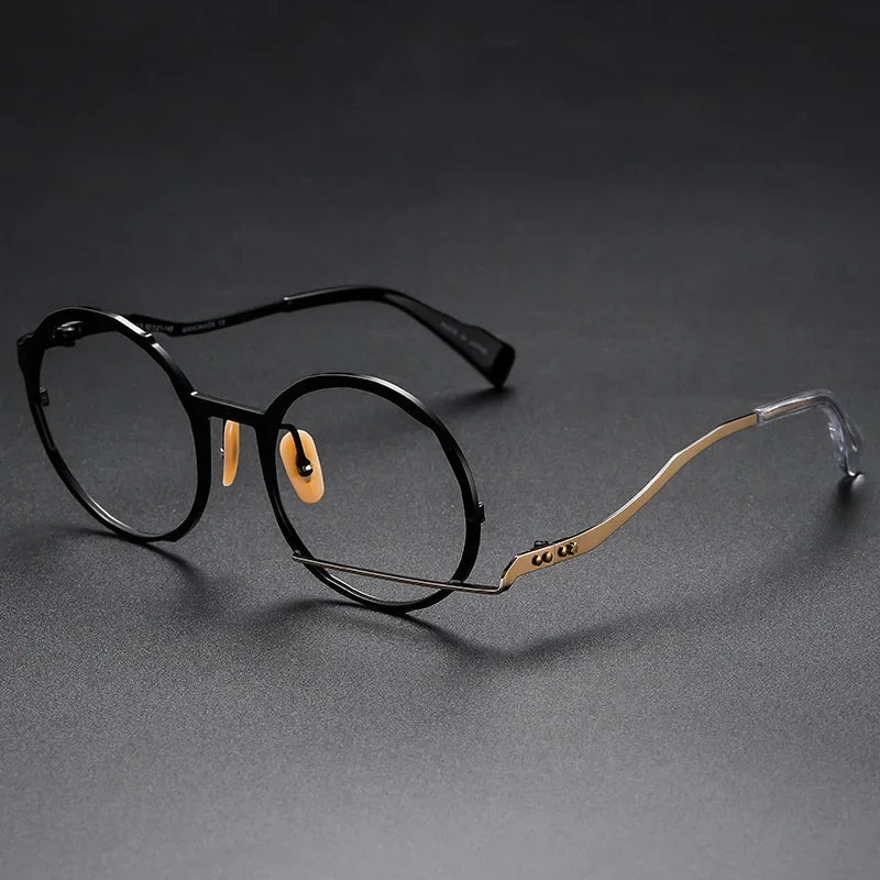 Aror Unisex Full Rim Round Acetate Alloy Eyeglasses 49431 - Stylish & Durable Frame for Men & Women - Perfect for Reading, Work & Fashion Accessories
