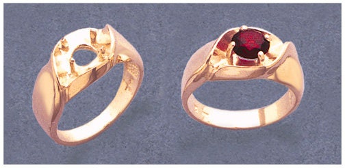 10K Gold or Sterling Silver Men's 6.5mm Round Illusion Pre-Notched Blank Ring - Sizes 9 & 11 (Setting 163 295/143 295) - Perfect for Wedding Bands, Anniversary Gifts & Everyday Jewelry