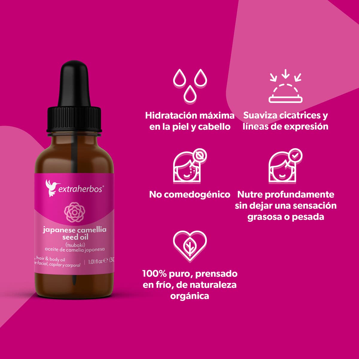 100% Pure Cold-Pressed Japanese Camellia Oil 30ml - Organic Anti-Wrinkle Face & Hair Moisturizer with Vitamin E & Antioxidants - Perfect for Dry Skin Care, Hair Treatment & Nighttime Beauty Routine
