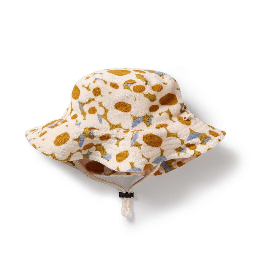 Flower Burst Organic Cotton Terry Sun Hat for Women - UV Protection Wide Brim Summer Beach Hat for Outdoor, Gardening & Travel