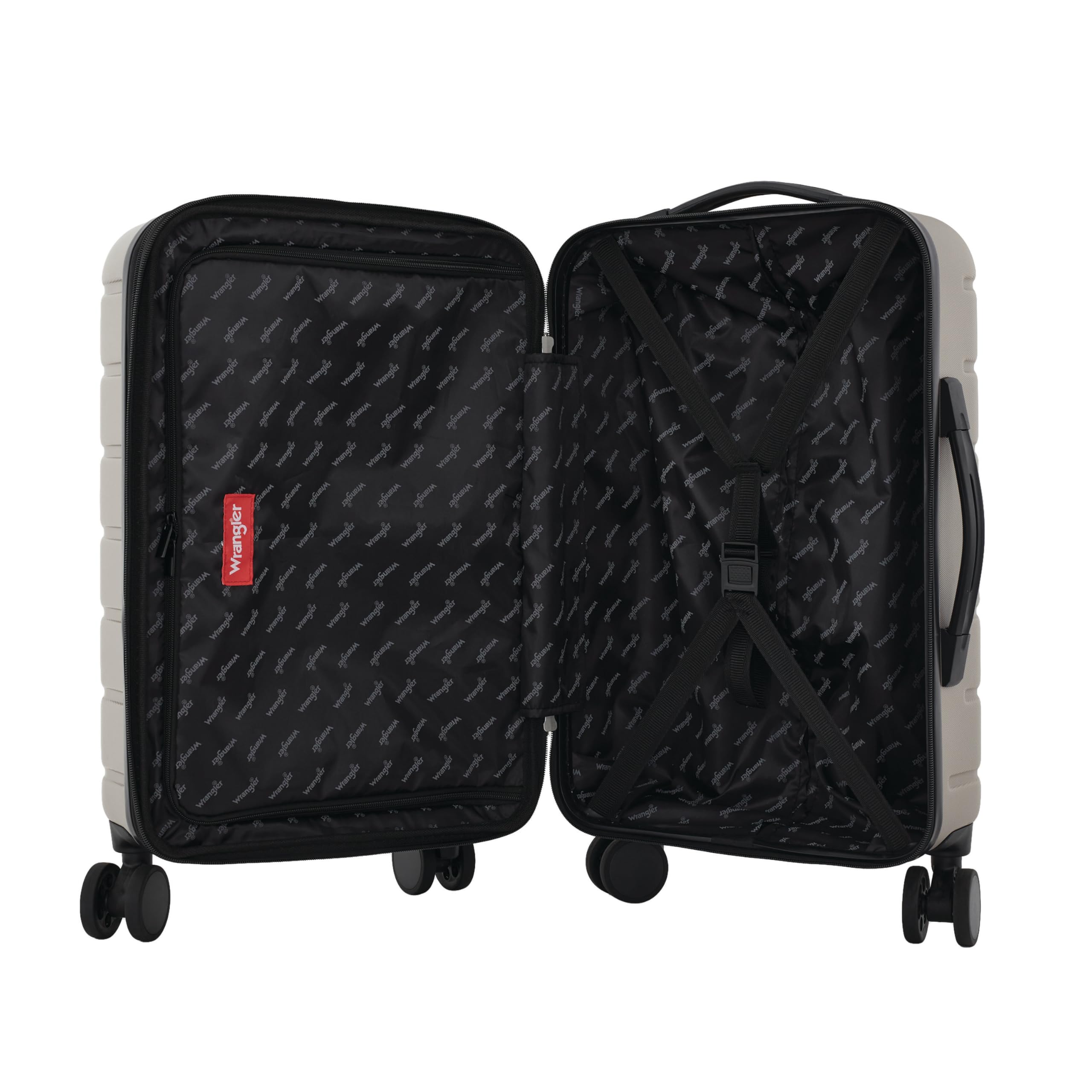 Wrangler Tall Trunk Luggage 4 Piece Set - Durable Expandable Suitcase with Wheels for Travel, Desert Taupe | Perfect for Airplane Carry-On, Business Trips & Family Vacations