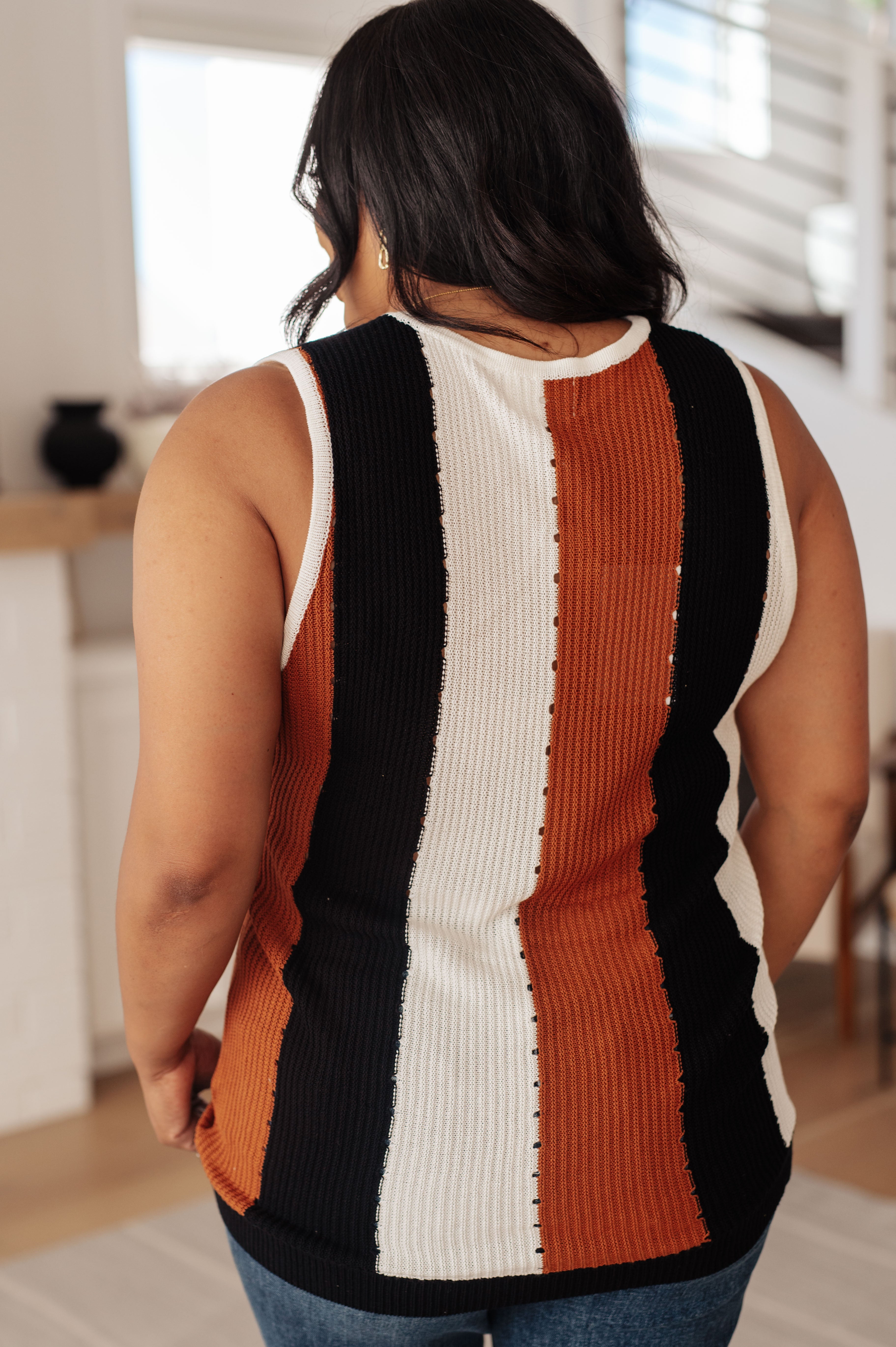 Decidedly Undecided Knit Striped Tank Top - Women's Fashion Casual Sleeveless Shirt for Summer, Beach & Layering