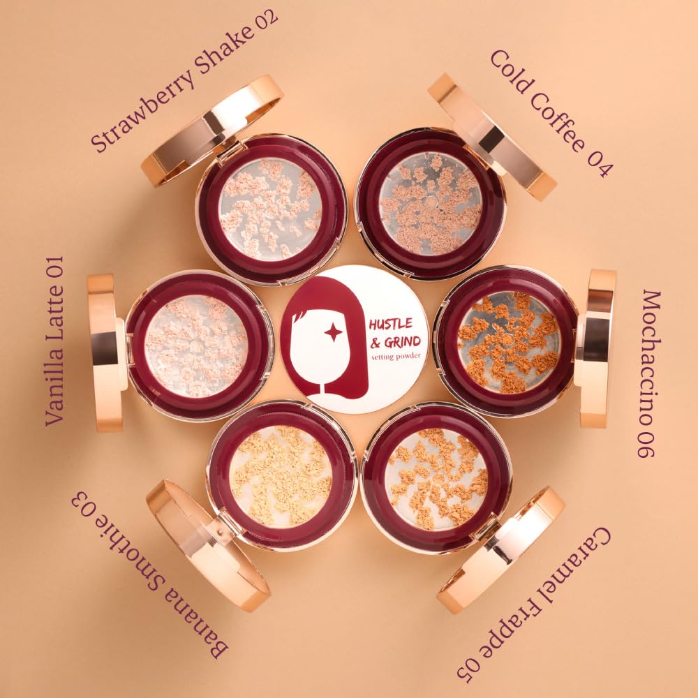 Typsy Beauty Hustle & Grind Setting Powder - Strawberry Shake | Zero Waste Built-in Powderizer | Hyaluronic Acid & Ceramides Infused | Soft Pink Paraben-Free Makeup (4.5g) | Perfect for Oil Control & Flawless Finish All Day