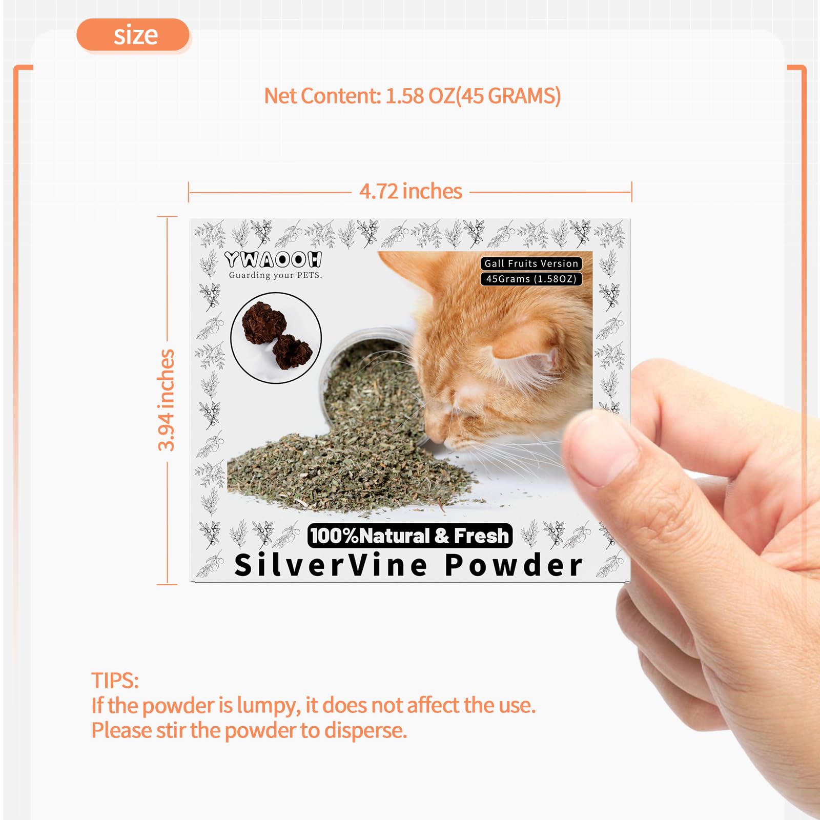 **45g Silvervine Powder for Cats - 100% Natural Matatabi Catnip Alternative with 5 Resealable Pouches | All Ages Cat Toy for Playtime, Training & Stress Relief**