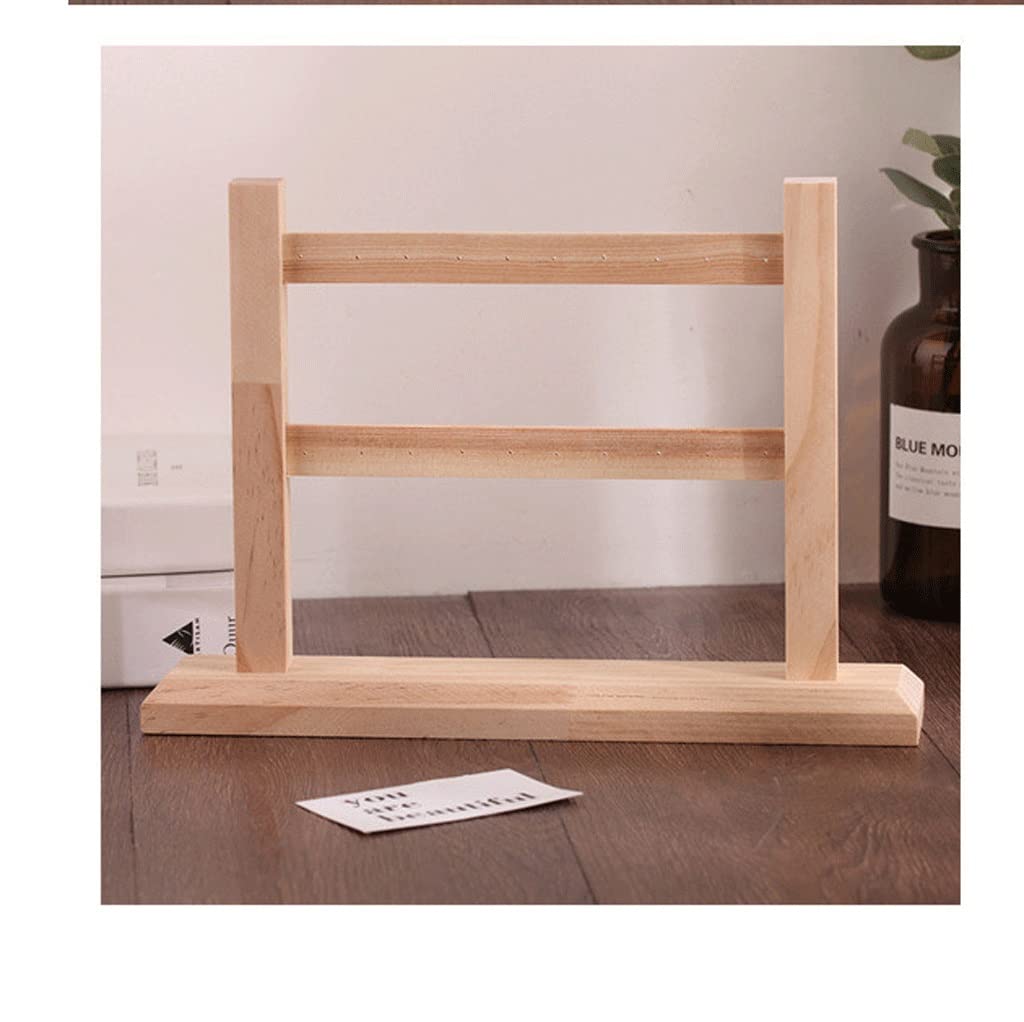 XDCHLK 3-Tier Wooden Jewelry Display Stand - Eco-Friendly Earring Holder & Necklace Organizer (Natural Finish, 30x6x21cm) - Perfect for Boutique Showcase, Home Decor & Gift Packaging