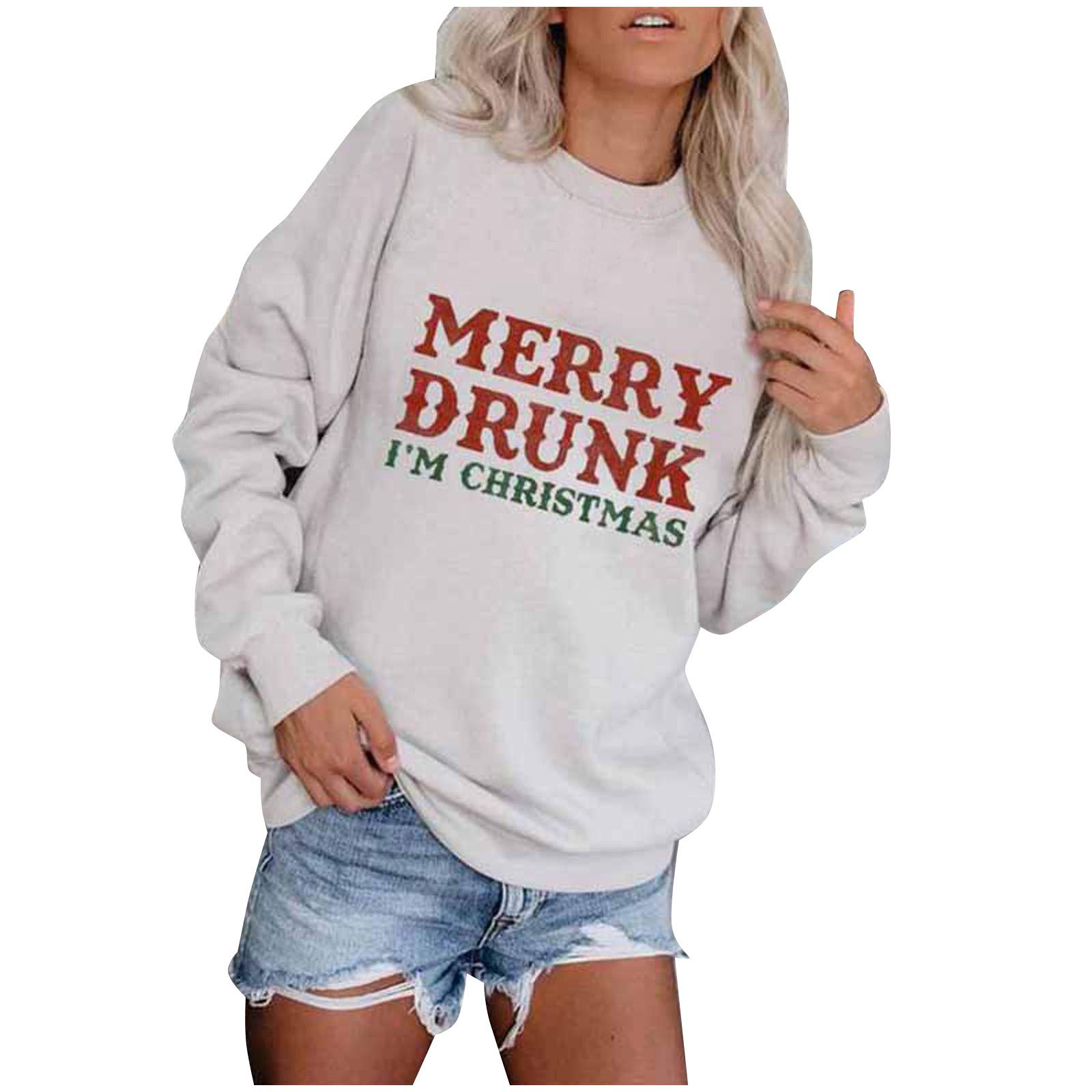 FMCHICO Women's Casual Letter Print Long Sleeve Pullover Sweatshirt - Lightweight Comfortable Crewneck Top for Fall & Winter | Perfect for Daily Wear, Work, Travel & Lounge