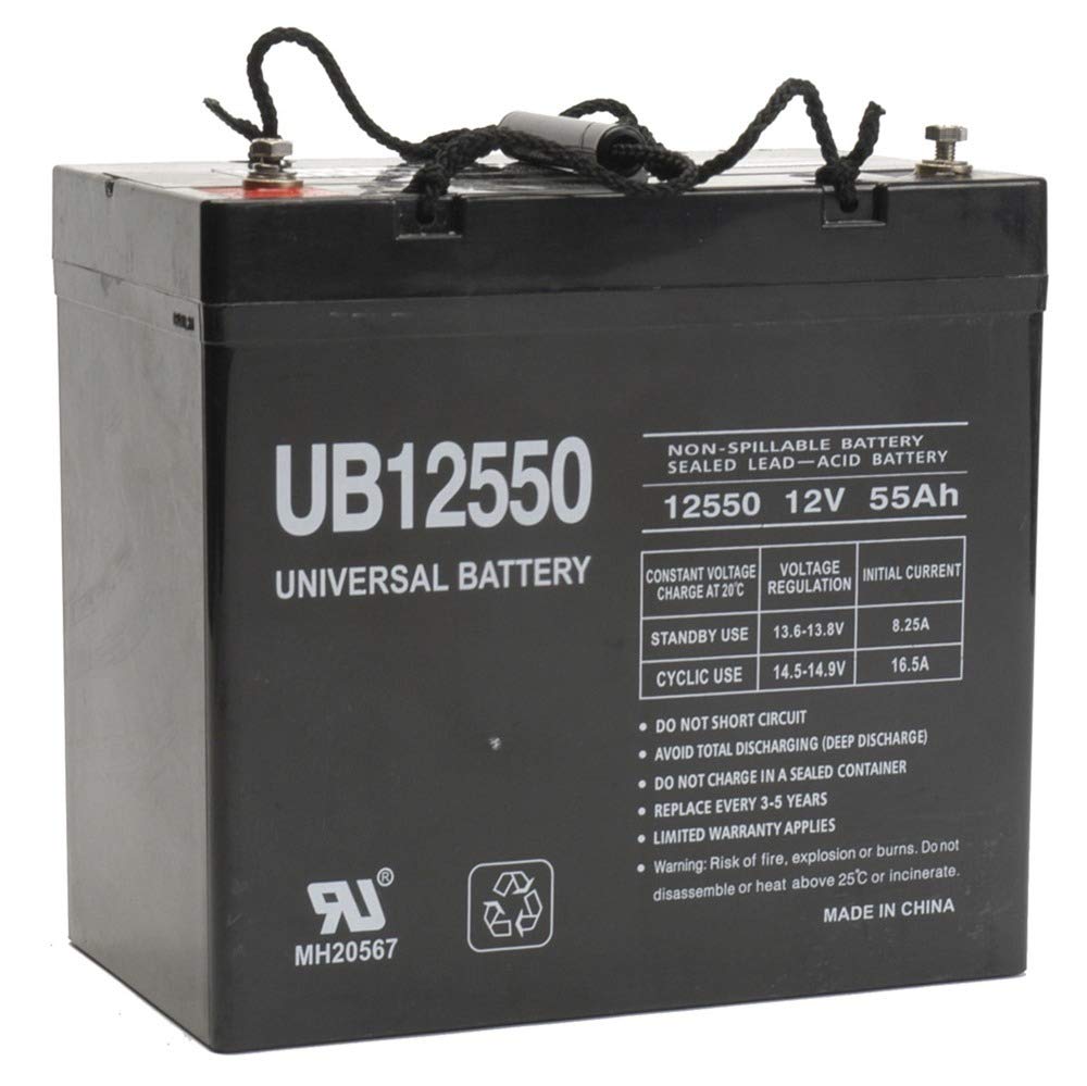 Universal Power Group UB12550 12V 55AH Sealed Lead Acid Battery with Internal Thread - Perfect for Solo Sport Products, Golf Carts, Mobility Scooters & Solar Power Systems
