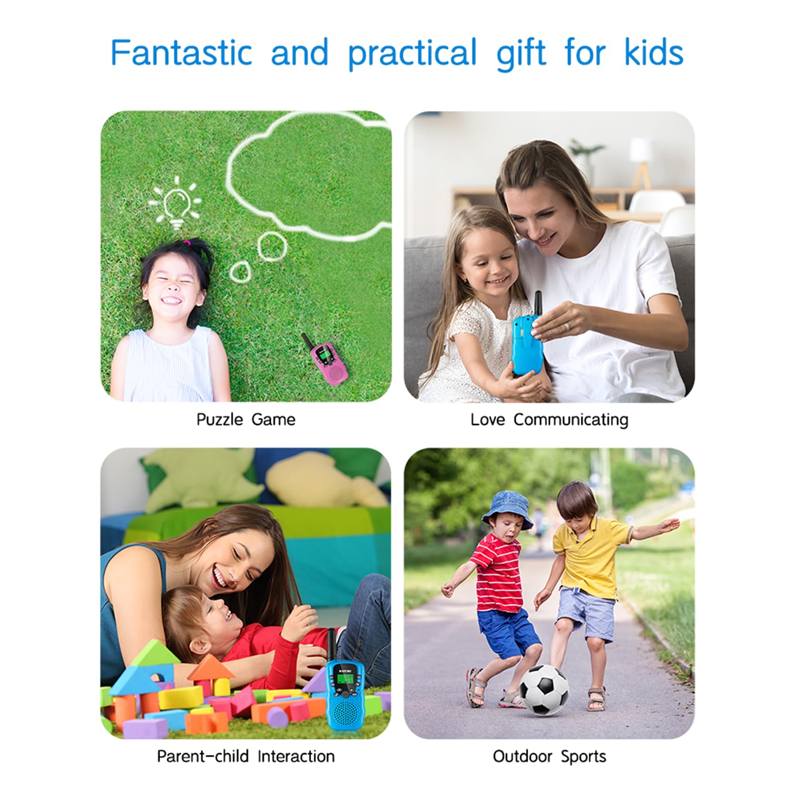 Kids Walkie Talkies - 3 Pack (Blue, Pink, Yellow) with 3 Miles Range - Best Toys for Boys & Girls Ages 4-8 - Perfect for Camping, Outdoor Adventures & Birthday Gifts (Ideal for 3-7 Year Olds)