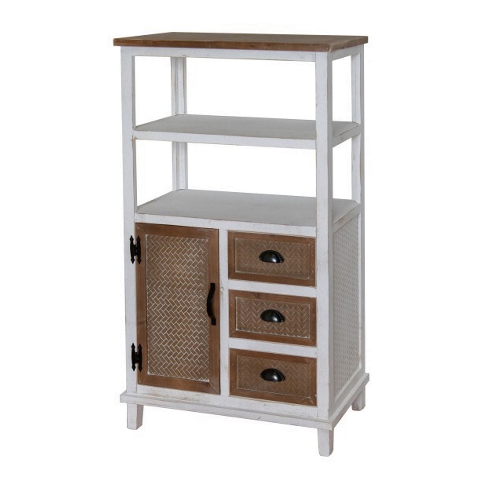 Woodstock Coastal Escape Large Wall Unit - Rustic Farmhouse Bookshelf & Storage Cabinet for Living Room, Bedroom, or Office