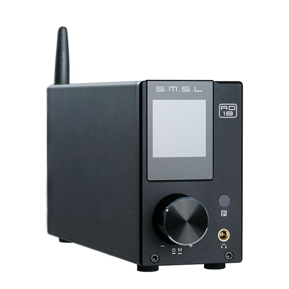 SMSL AD18 HiFi Bluetooth Stereo Amplifier - 80Wx2 Class D Mini Power Amp with Apt-X, USB DSP 242kHz, 24bit Digital Audio for Home Theater, Gaming & Music Systems - Perfect for Bookshelf Speakers & Subwoofers