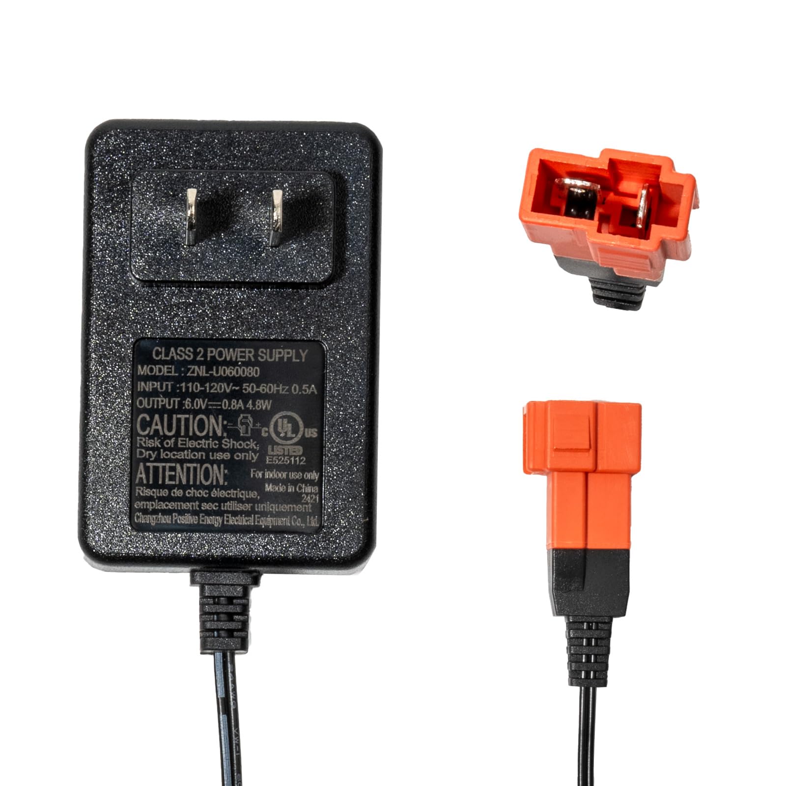 6V 2-Pin Battery Charger for Kids Ride-On Cars - Replacement Power Supply with Wiring Harness & Red Square Plug Adapter - Perfect for Power Wheels, Toy Vehicles, and Electric Ride-On Toys (Indoor/Outdoor Play)