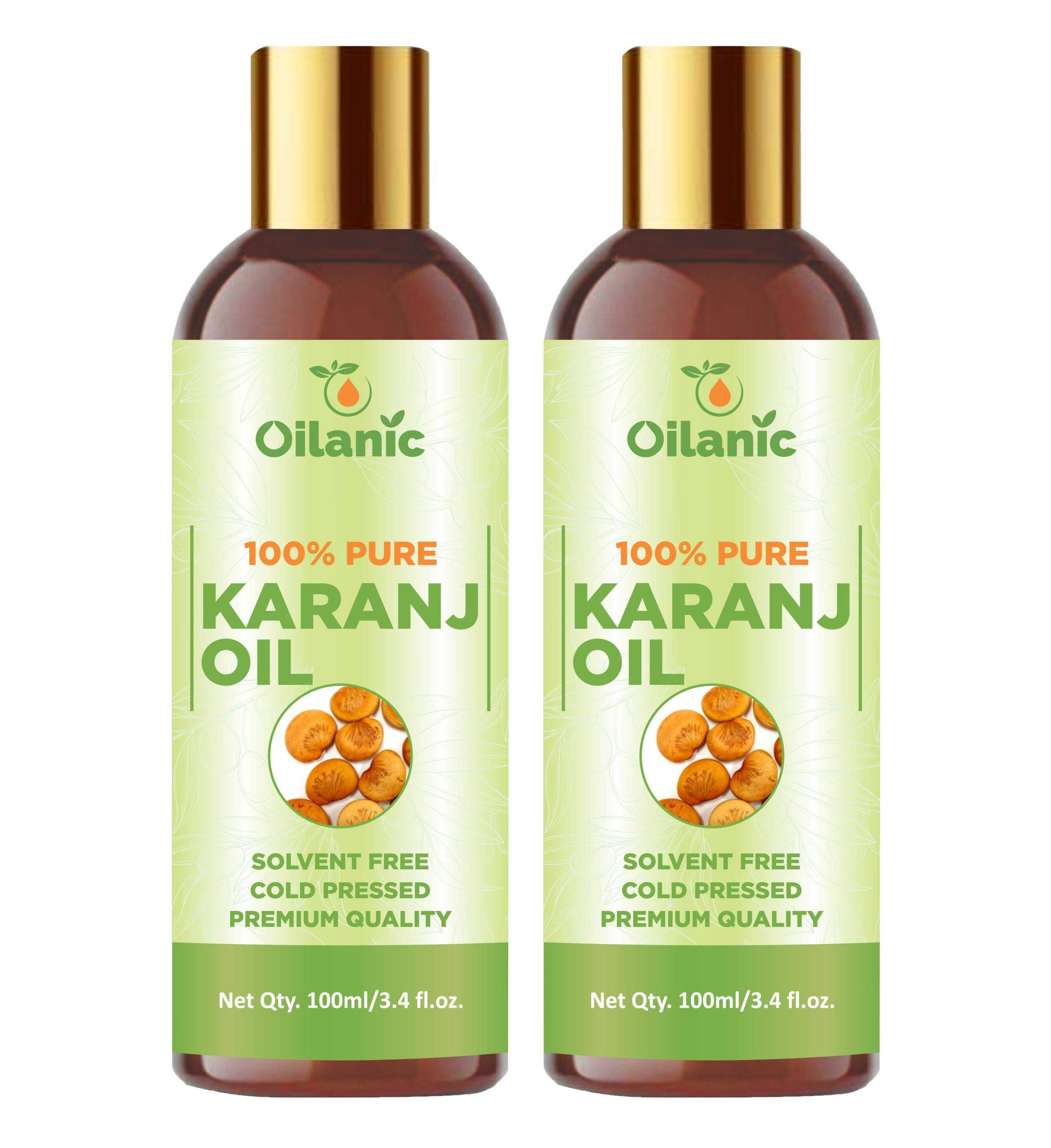 Oilanic 100% Pure Natural Karanj Oil - 2 Bottles (200ml Total) for Hair Growth & Skin Care | Cold Pressed Carrier Oil for Massage, Aromatherapy & DIY Beauty Products