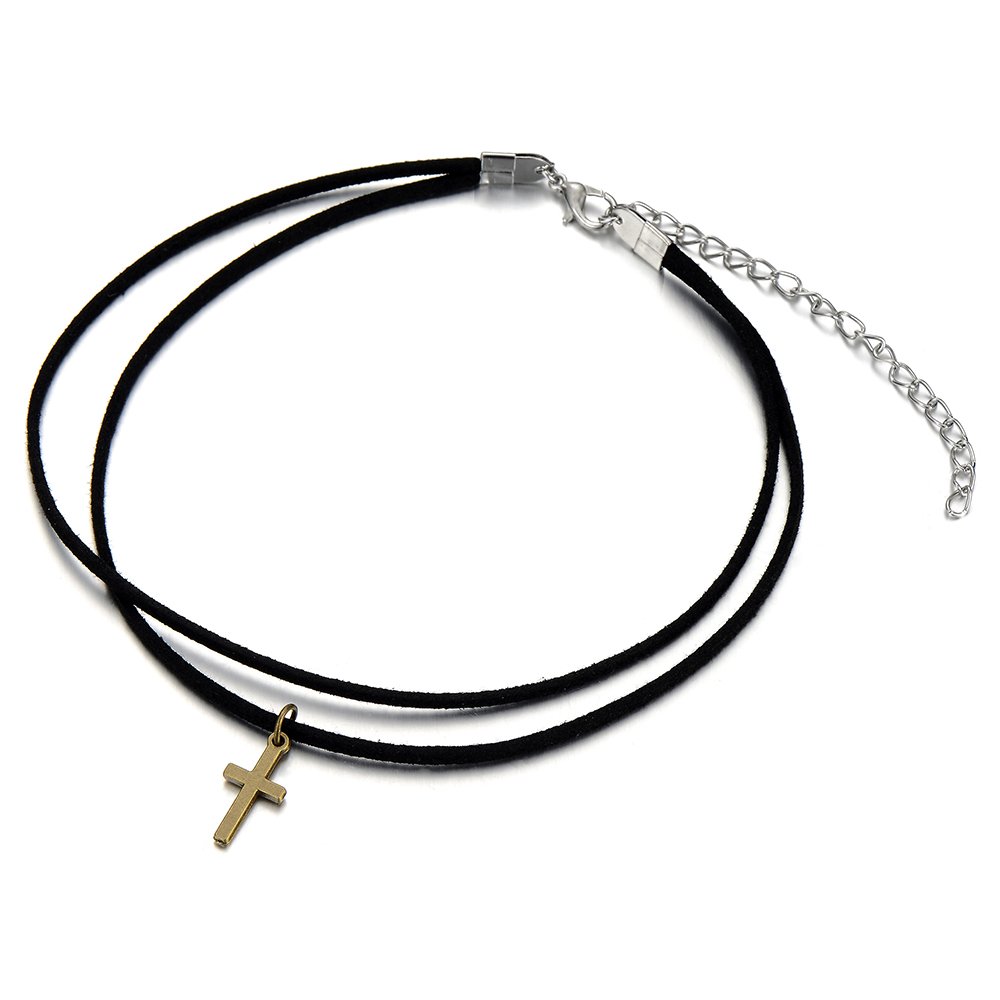 Vintage Cross Choker Necklace for Women - Elegant Black Gothic Jewelry for Parties & Gifts