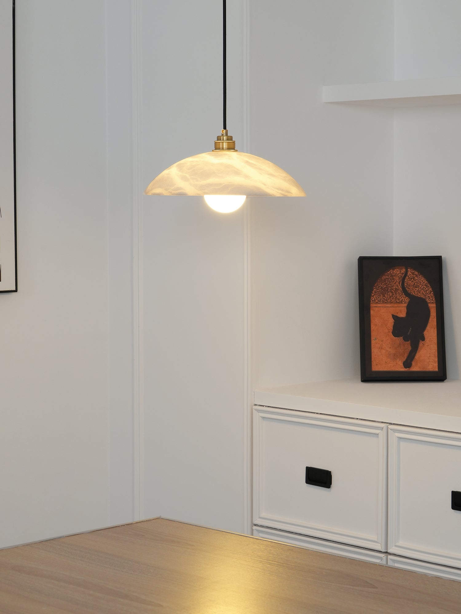Modern Alabaster Dome Swag Pendant Lamp - Elegant Hanging Light Fixture for Dining Room, Kitchen Island & Bedroom Decor