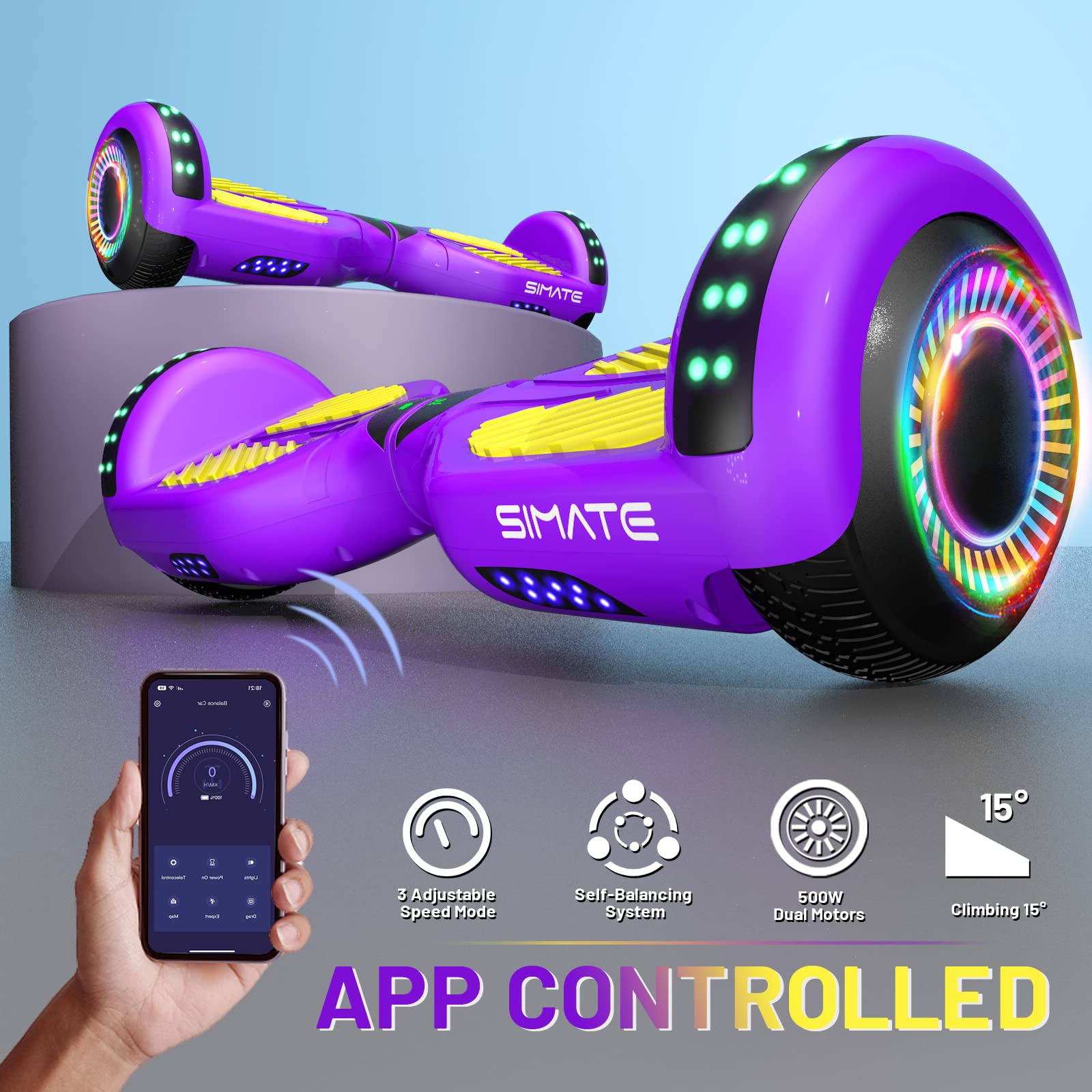 Electric Scooter with Bluetooth Speaker & Colorful LED Lights - Perfect Gift for Kids, Adults, Boys & Girls of All Ages | Great for Commuting, Outdoor Fun & Birthday Presents