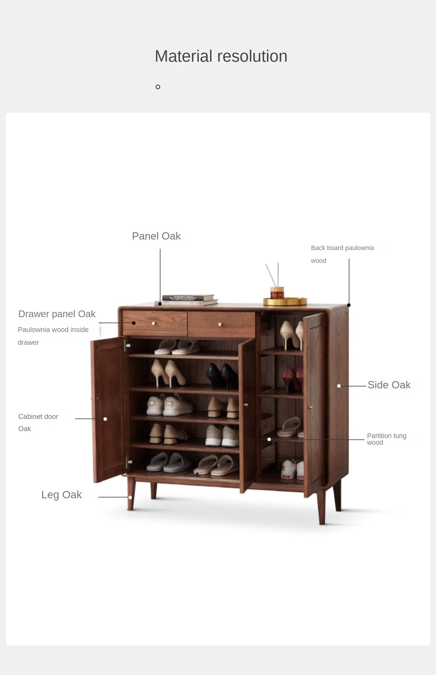 Solid Oak Wood Shoe Storage Cabinet - Modern Entryway Organizer with Ventilation Holes | Perfect for Small Spaces, Hallway, Mudroom & Apartment Entry