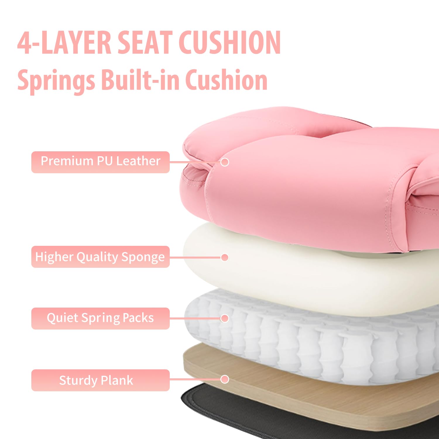 Ergonomic High Back Pink Office Chair for Women - 90°-120° Adjustable Swivel Computer Desk Chair with Wheels & Lumbar Support - Perfect for Home Office, Gaming, and Executive Workspaces