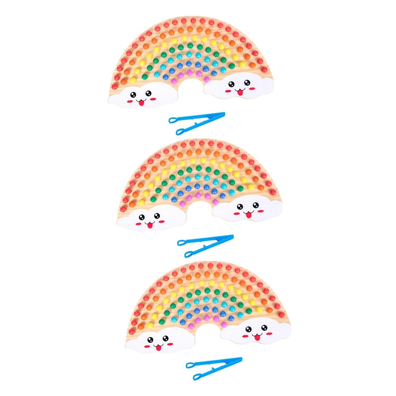 ERINGOGO 3 Sets Wooden Rainbow Clip Beads - Educational Counting & Color Sorting Toys for Kids, Number Puzzle Board with Pegs - Perfect for Preschool Learning, Montessori Math Activities & Toddler Fine Motor Skills Development
