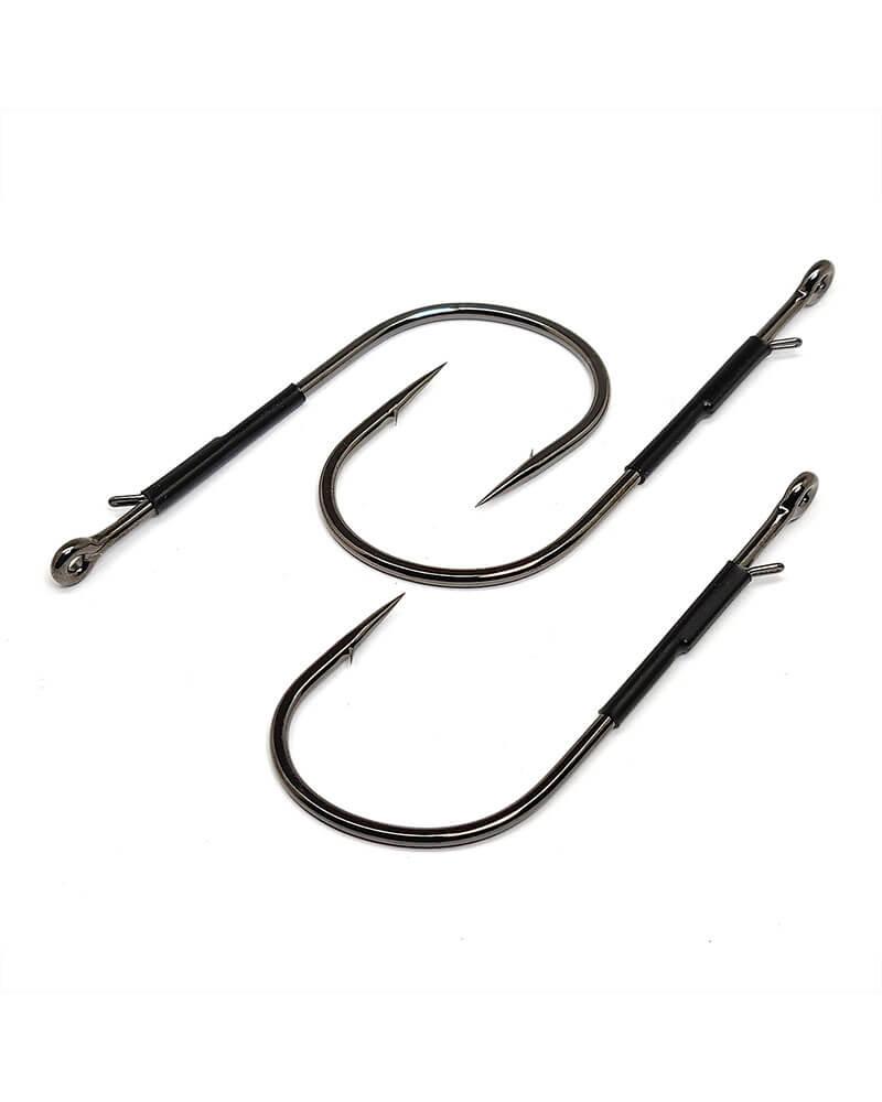 Gamakatsu Heavy Cover Worm Fishing Lure with Tin Keeper Hooks - NS Black Color | Saltwater & Freshwater Bass Fishing Bait for Weedless Rigging