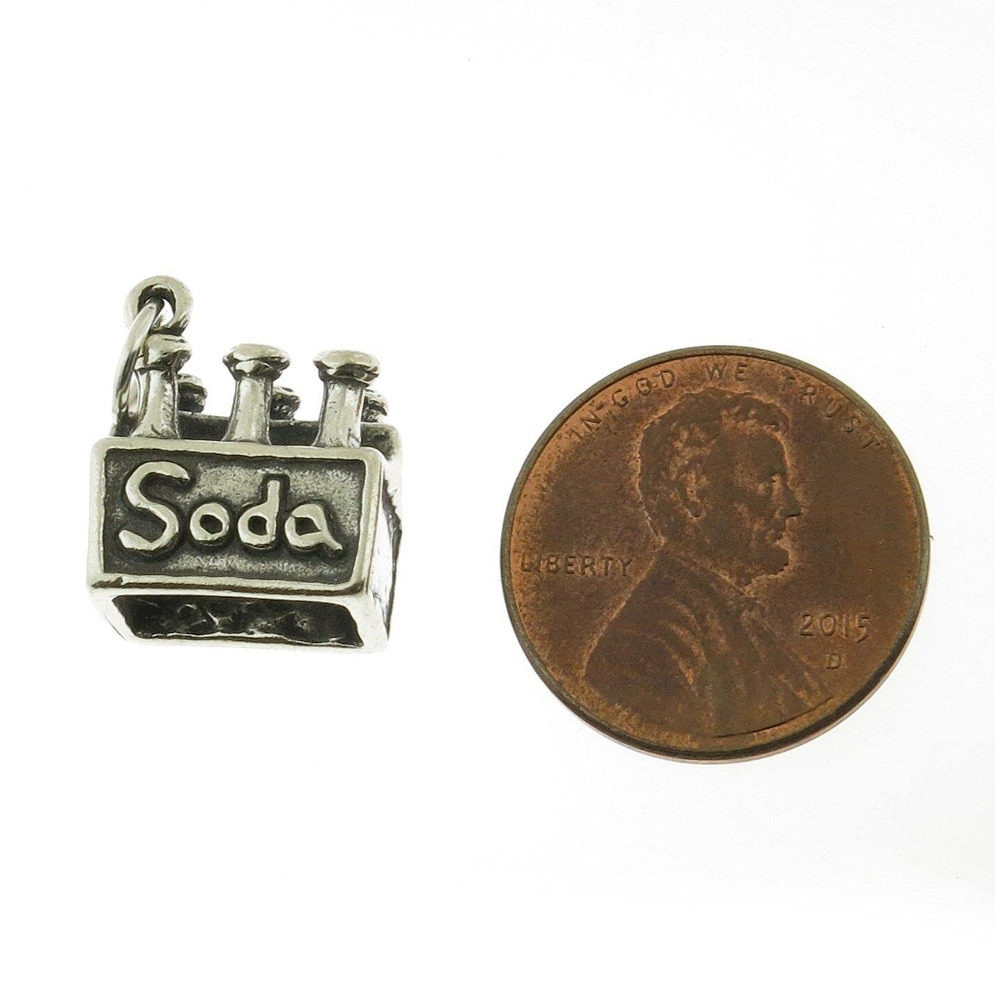 925 Sterling Silver Soda Charms - 6 Pack | USA Made Jewelry Making Supplies for DIY Crafting & Gifts | Perfect for Bracelets, Necklaces & Keychains