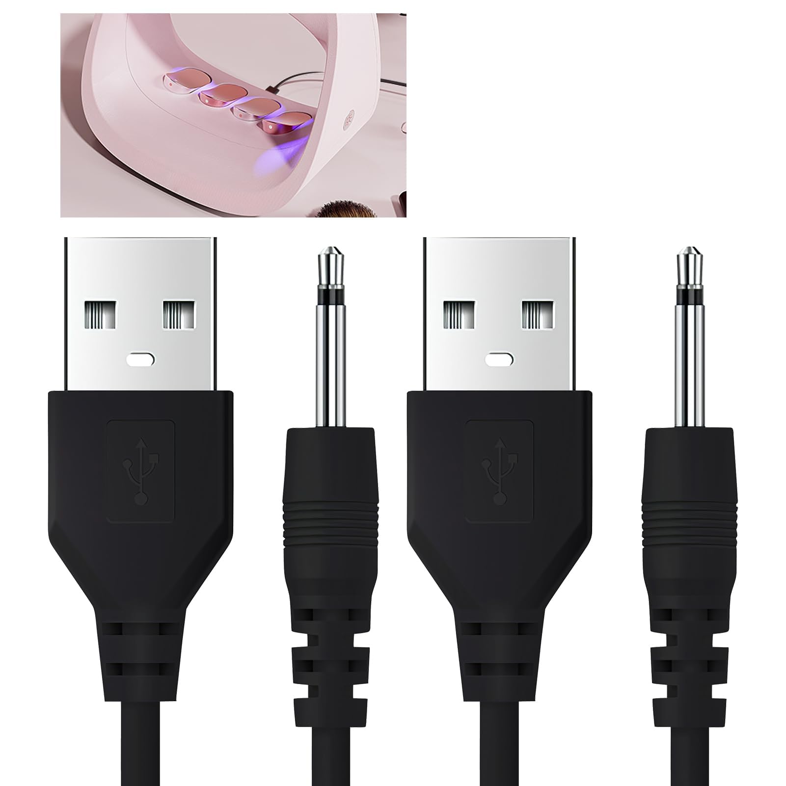 2 Pack USB to 2.5mm Male DC Charger Cable for Wireless Massagers - Fast Charging Power Cord Compatible with 5V Rechargeable Devices - Perfect for Home Massage, Spa Treatments & Relaxation Therapy