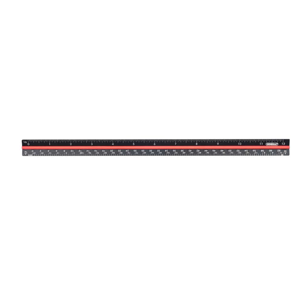 General Tools 12-Inch Aluminum Triangular Architect Scale with Color-Coded Grooves - Black | Professional Architectural Drafting & Engineering Design Tool for Blueprints, Technical Drawings & Construction Plans