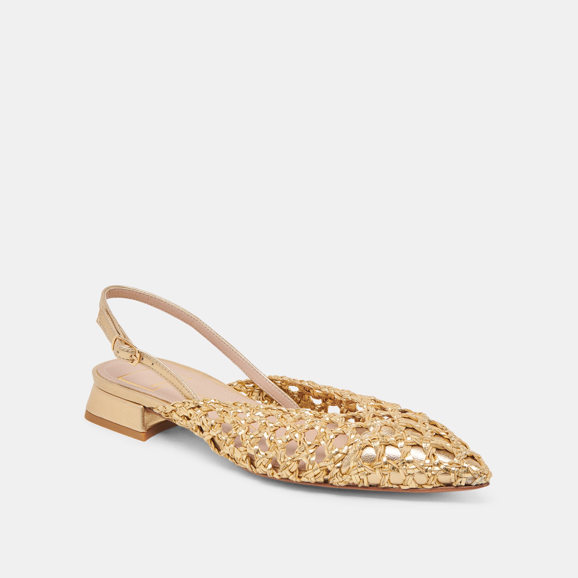 CYNDI Women's Gold Woven Flat Shoes - Comfortable & Stylish Ballet Flats for Work, Office, and Casual Wear