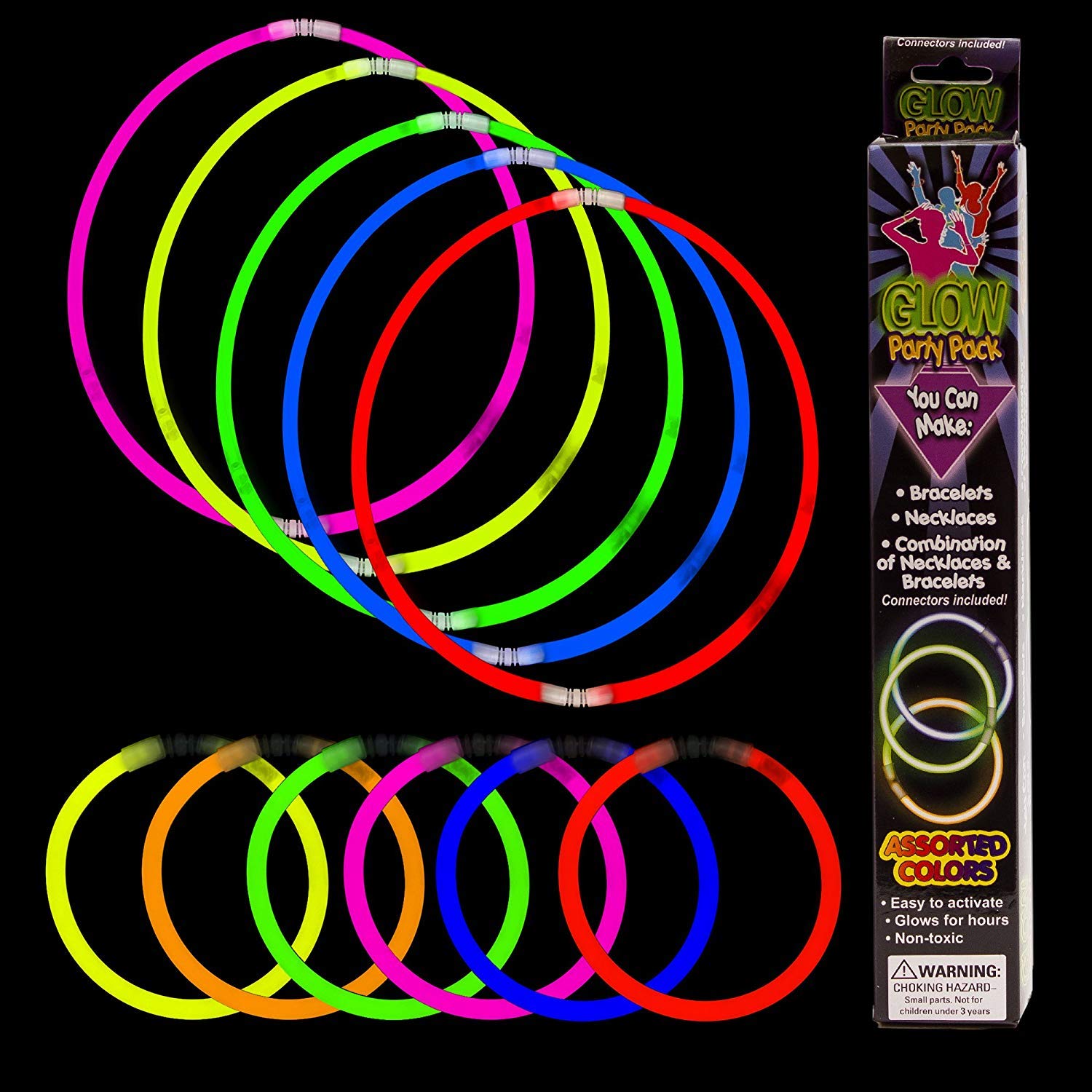21 Pack Premium Glow Bracelets - Assorted Colors for 4th of July Parties, Rave Events, EDM Concerts & Kids Birthday Favors | Glow Party Accessories for Nighttime Fun, Festivals & Celebrations
