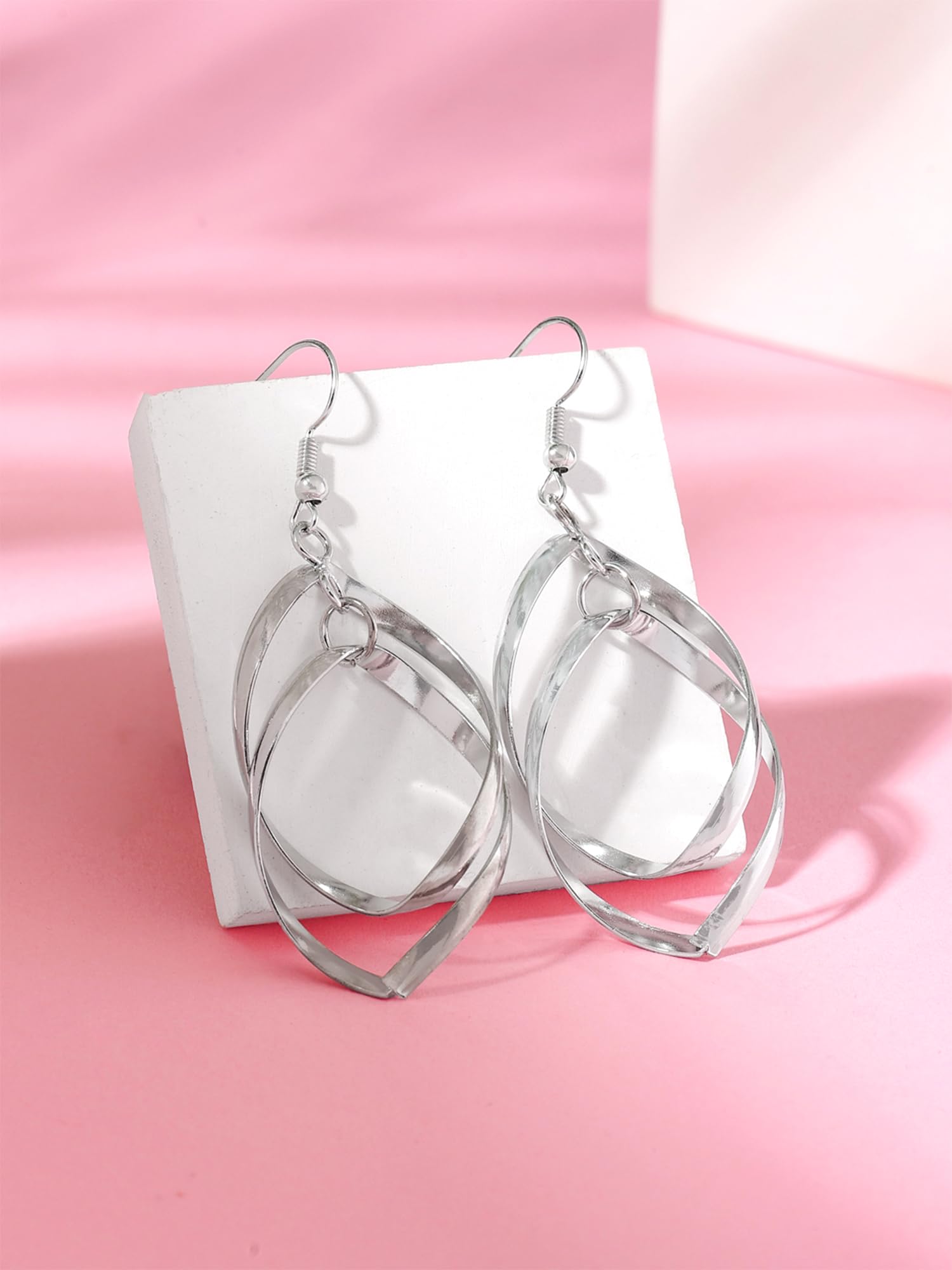 Yellow Chime Dangle Earrings for Women - Silver Leaf-Shaped Long Dangler Earrings | Fashion Jewelry Gift for Girls, Wife (Birthday, Anniversary) | Perfect for Parties, Weddings & Everyday Wear