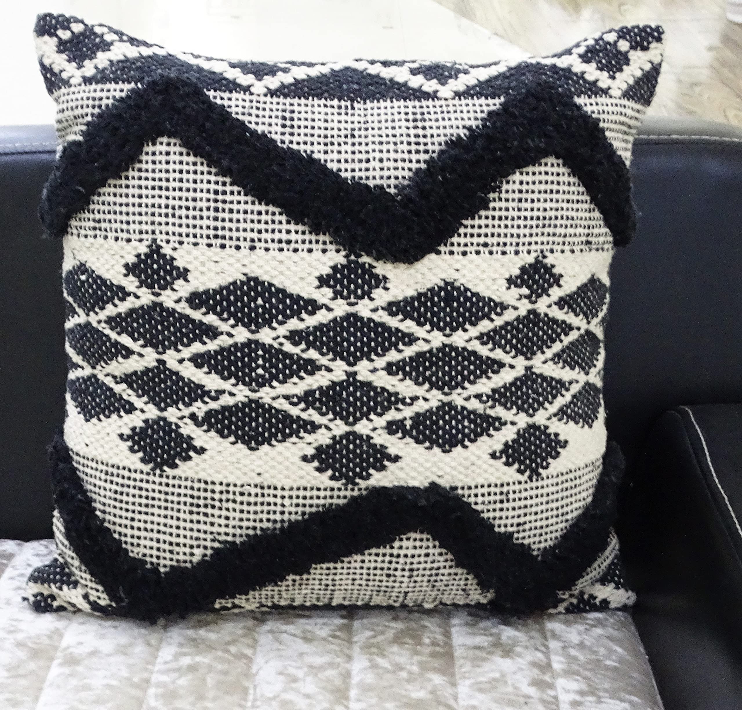 Chicos Home Decorative Tufted Chevron Pillow 20x20 Inches - Stylish Couch Throw Pillow for Living Room, Bedroom & Sofa Decor